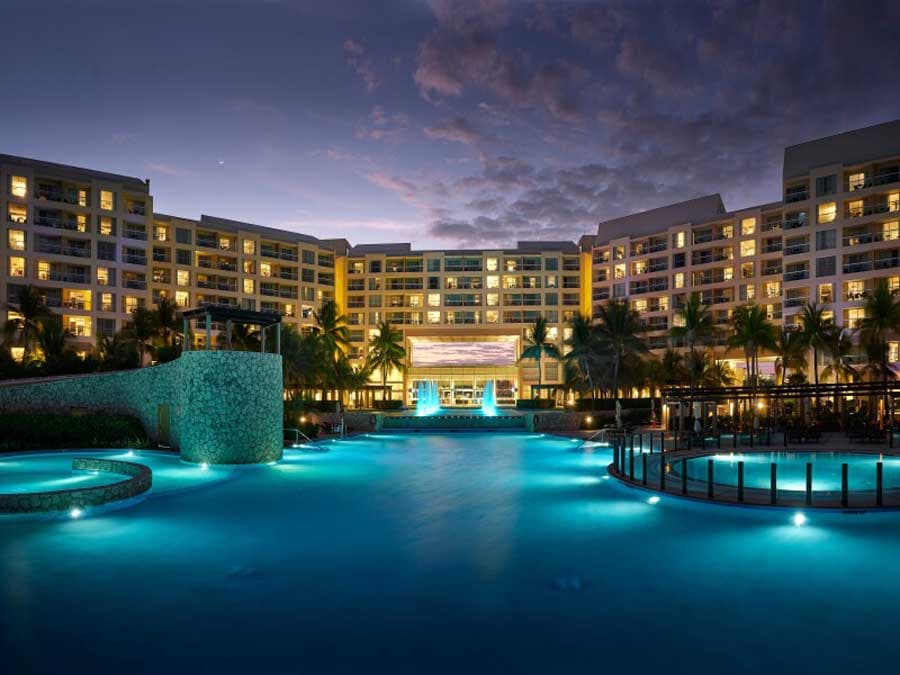 Vacation resort at dusk